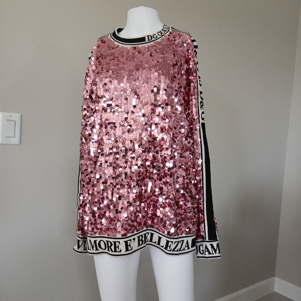 Dolce & Gabbana Pink Sequin Sweater